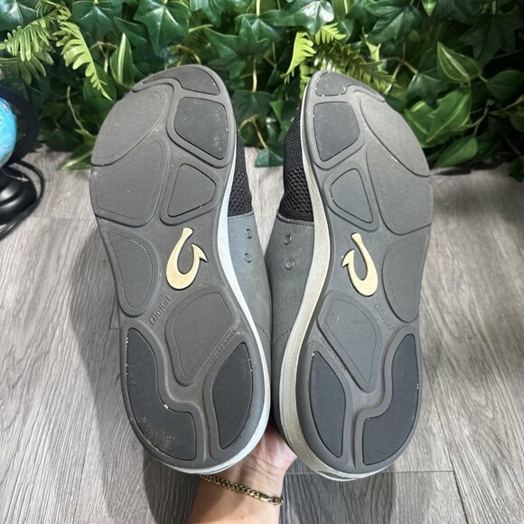 OluKai Makia Ulana Kai Sneakers Black Knit Leather Men’s Size 13 main image 8